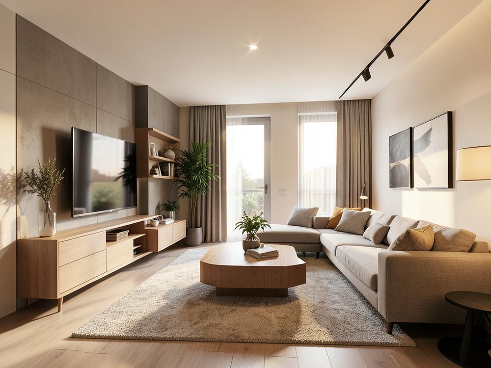 Salón de vivienda tras una reforma integral en Badalona